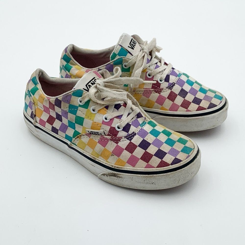 Vans Kids Multicolor Checkered Sneakers little girl size 2